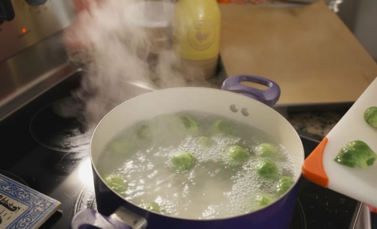 Blanch the Brussels Sprouts