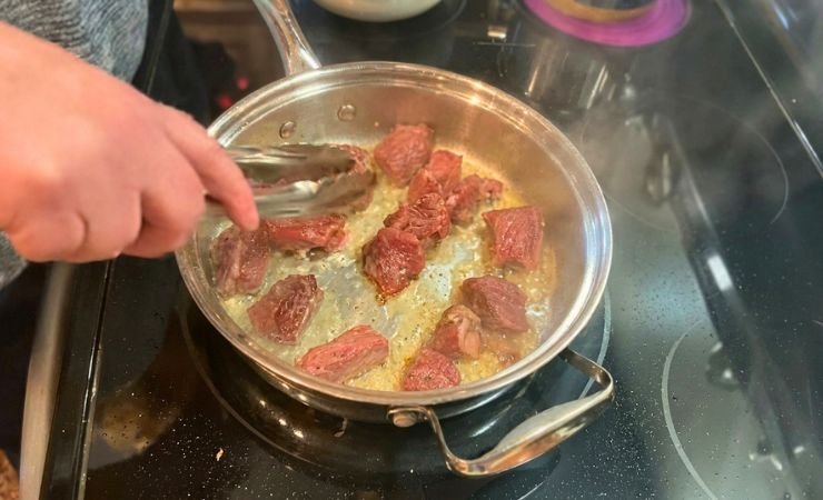 Sear the Steak Tips