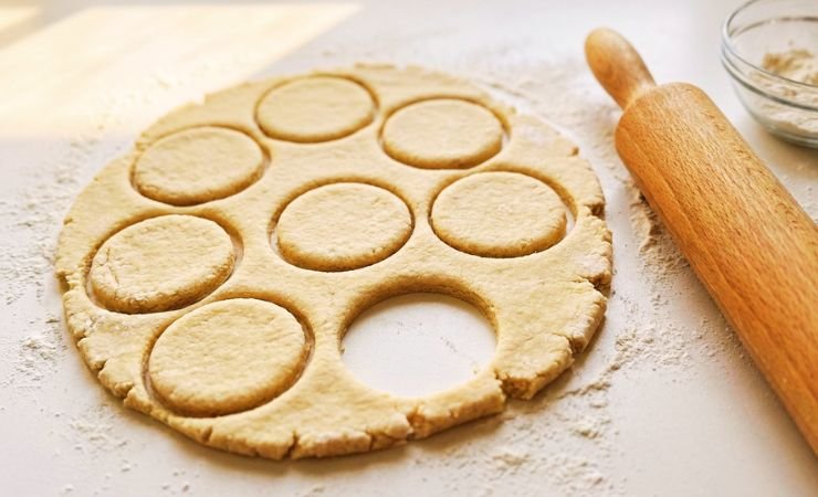 Cut the biscuits