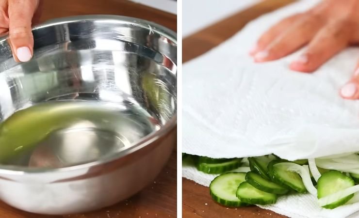 Drain and dry the cucumbers
