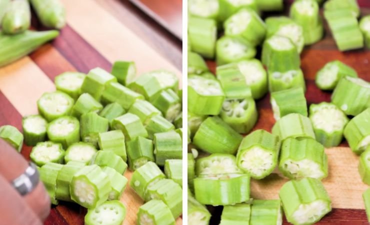 Wash and slice the okra